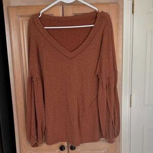 Women's V-Neck Brown Top